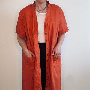 Linen Oversized Dress in Ochre. L / XL / 2XL